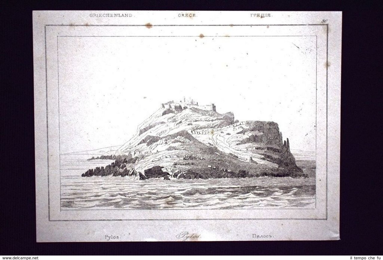 Veduta della città di Pilo, Grecia Incisione del 1850 L'Univers …