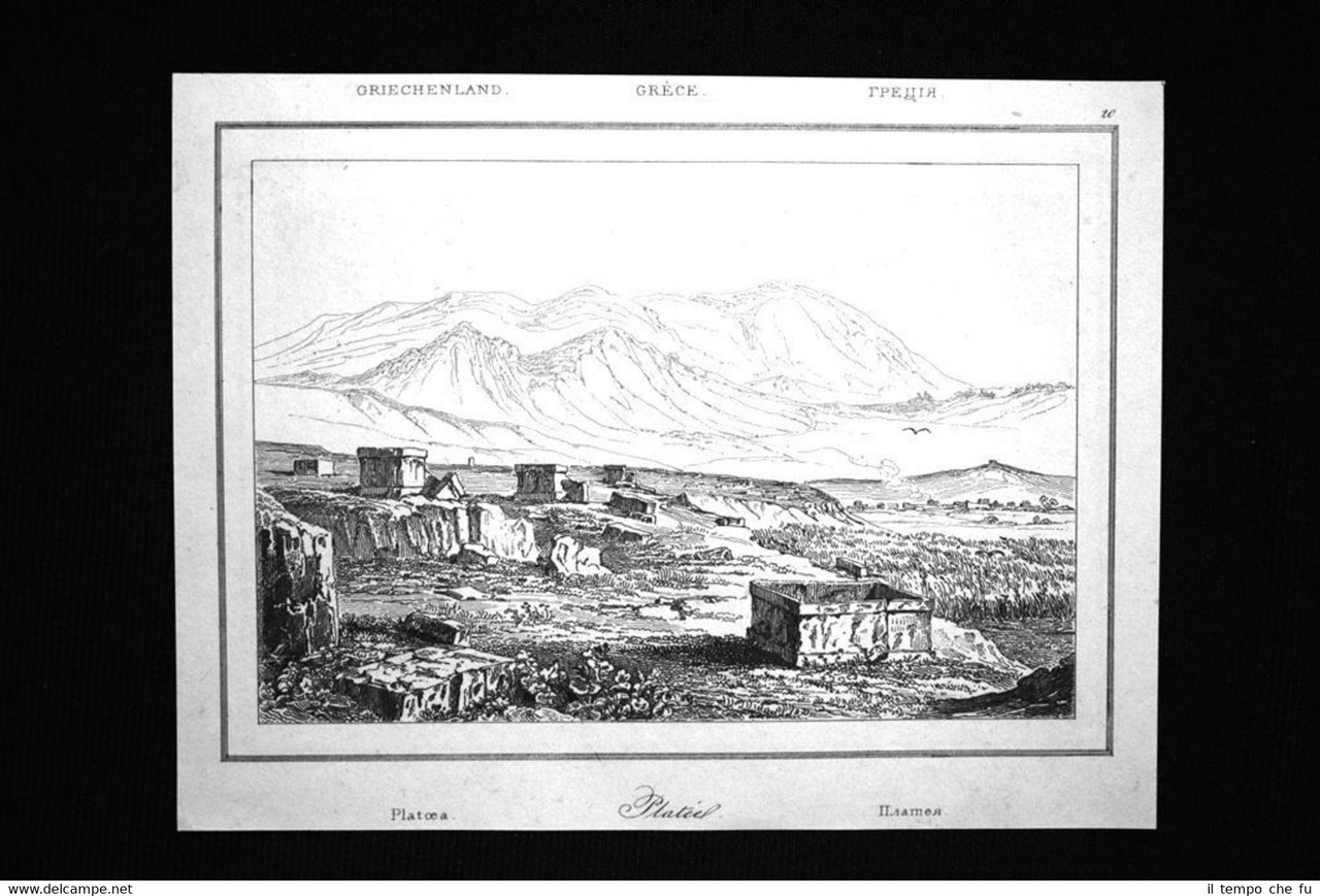 Veduta della città di Platea, Grecia Incisione del 1850 L'Univers …