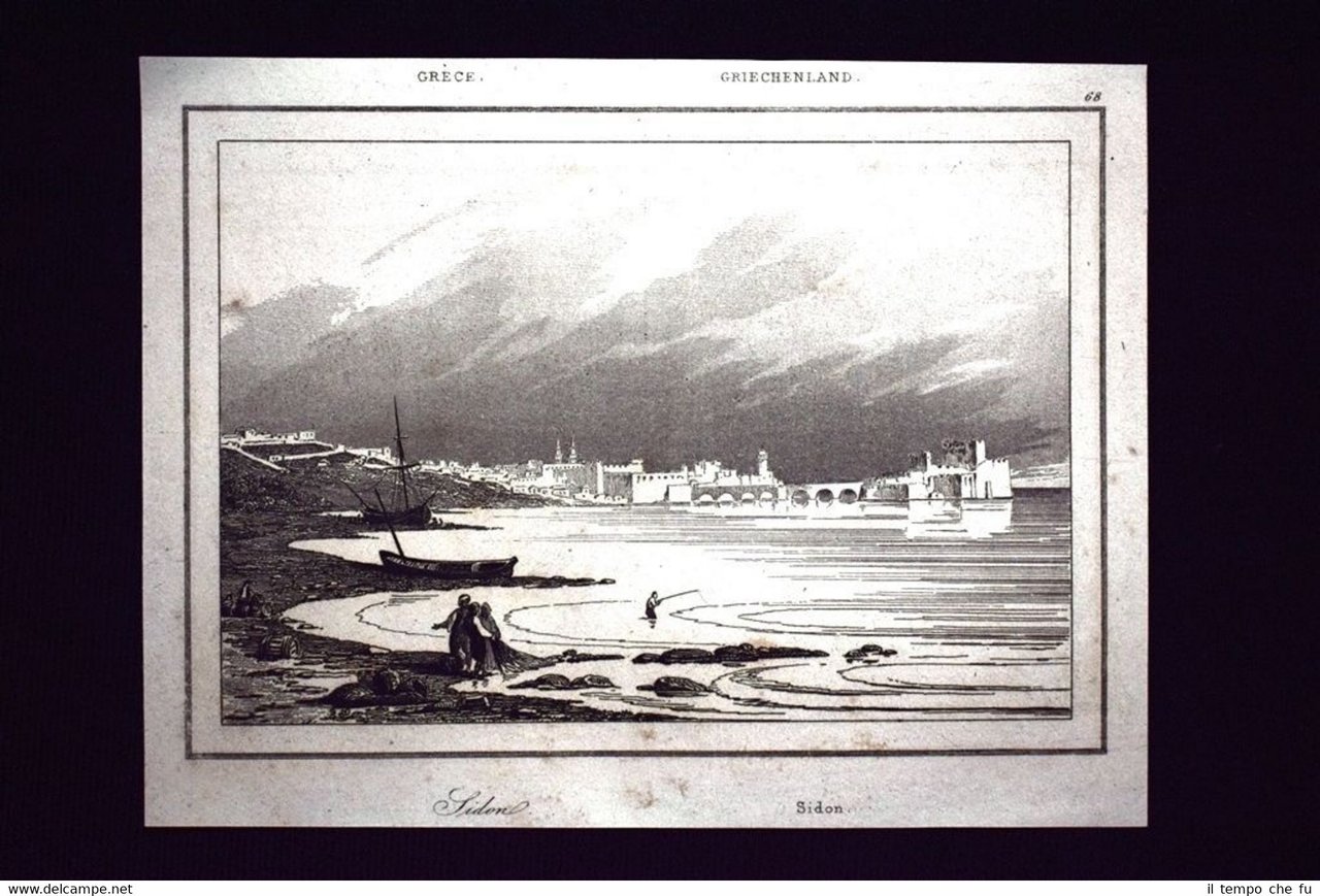 Veduta della città di Sithonia, Grecia Incisione del 1850 L'Univers …