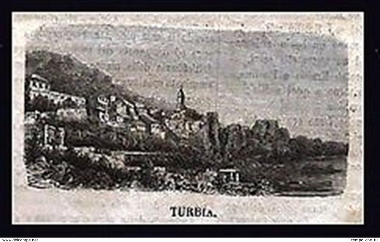 Veduta della città di Turbia, in Francia Incisione del 1869