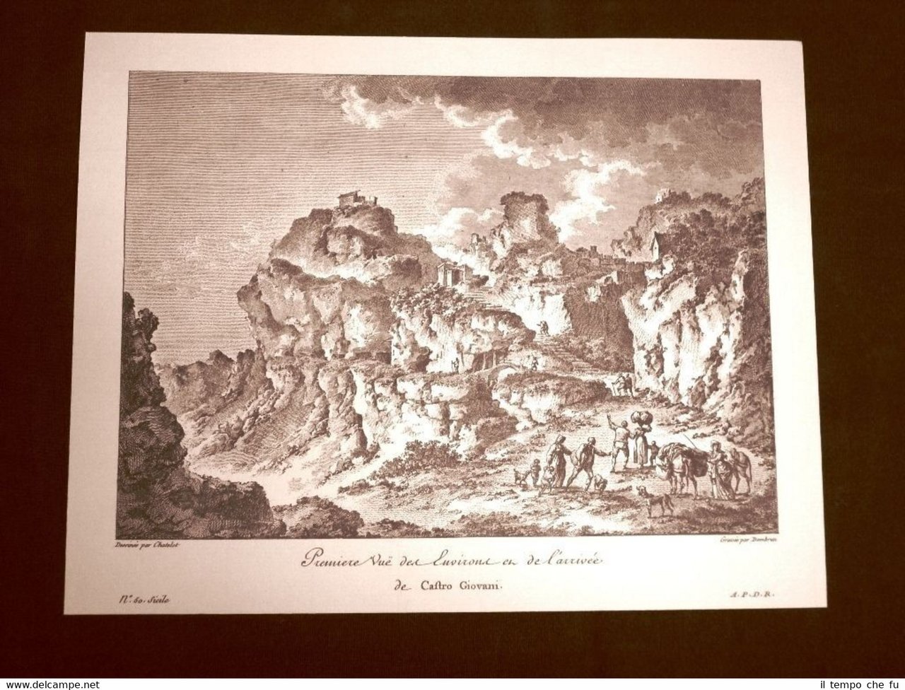 Veduta della porta di Castrogiovanni o Henna (Enna) Sicilia Litografia … | Immagine principale