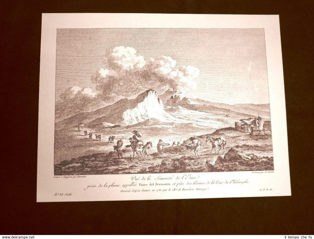 Veduta della sommità del Vulcano Etna in Sicilia Litografia Saint-Non