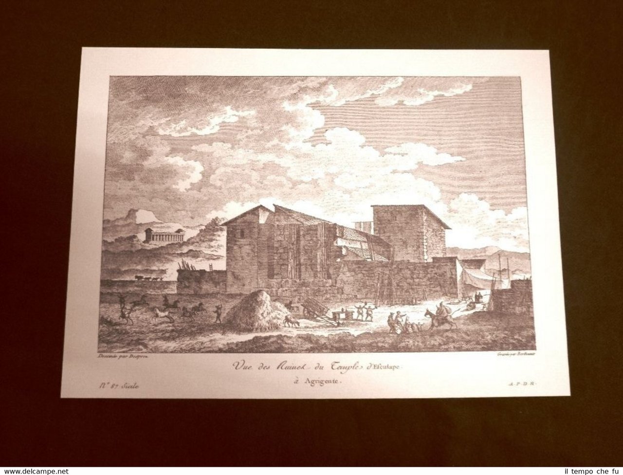 Veduta delle rovine del Tempio di Esculapio Agrigento Sicilia Saint-Non