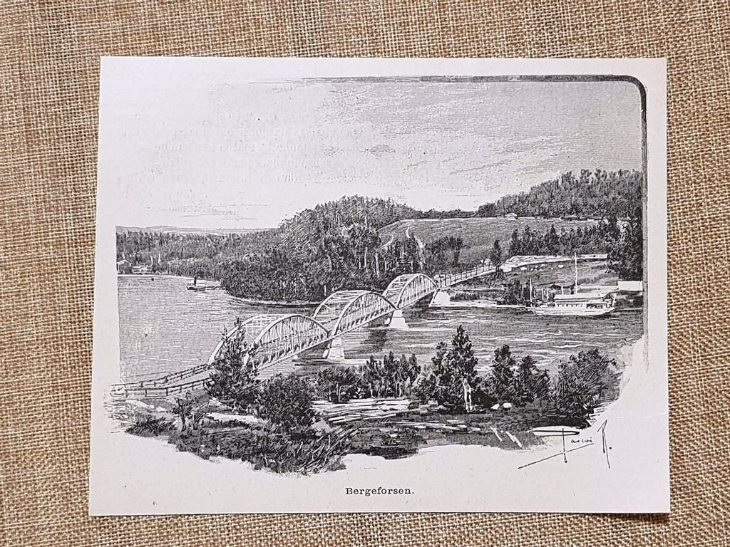 Veduta di Bergeforsen nel 1896 Timra Halland Norrland Svezia
