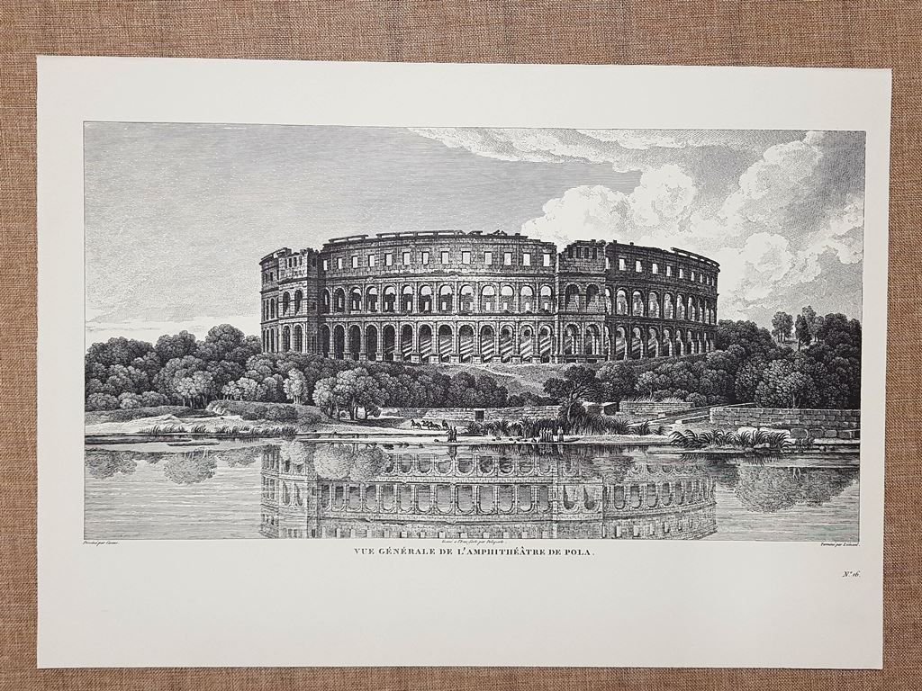 Veduta generale dell'Anfiteatro di Pola Istria Croazia Anno 1802 Ristampa