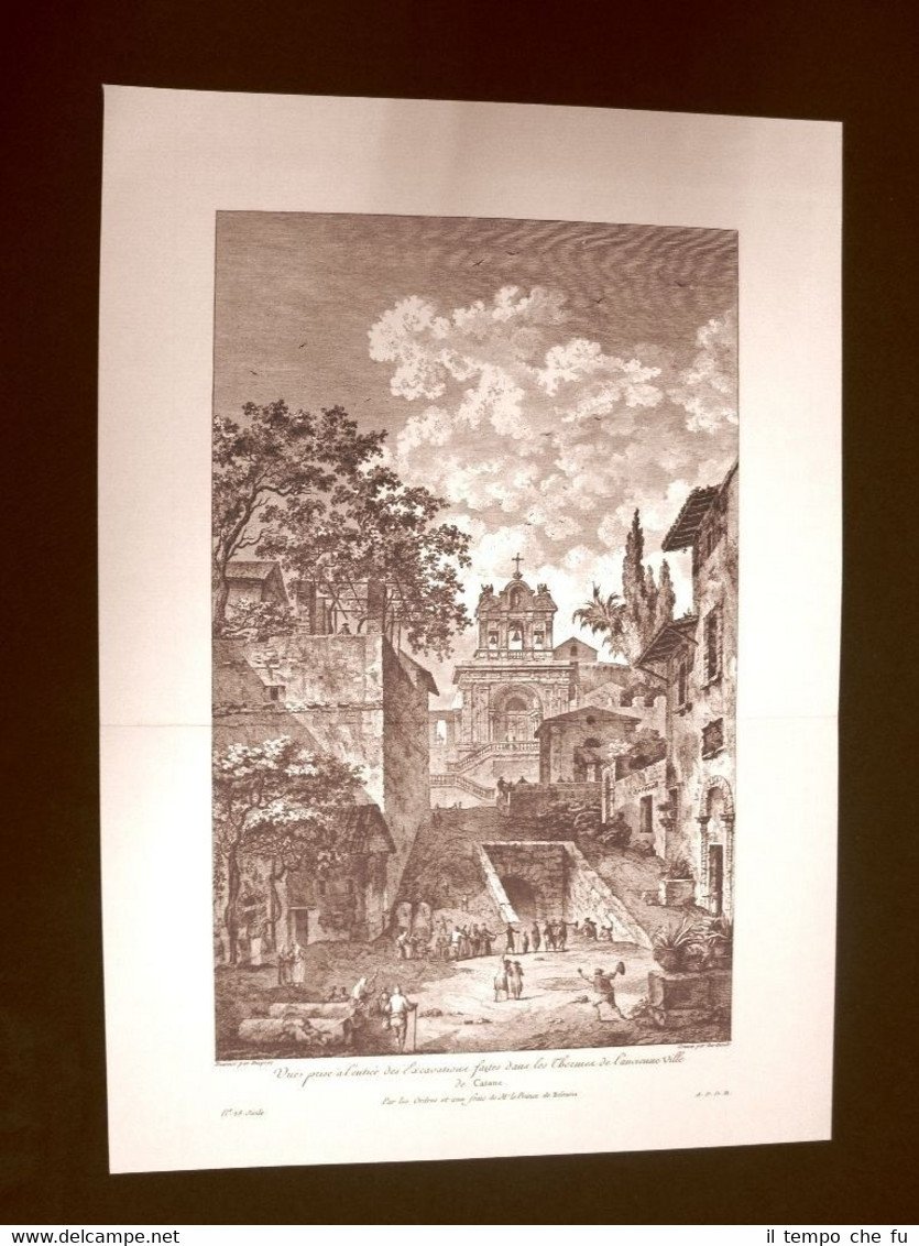 Veduta ingresso scavi Terme della città di Catania Sicilia Litografia …
