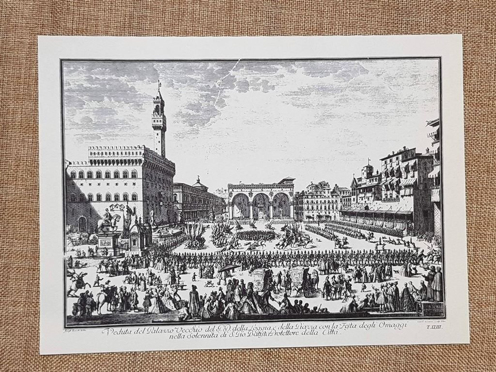 Veduta Palazzo Vecchio e Piazza Festa degli Omaggi 1750 Zocchi …