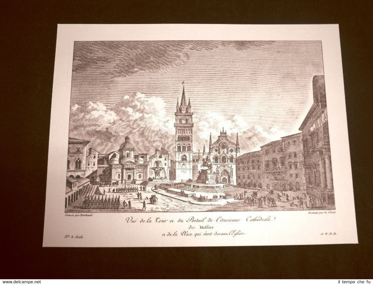 Veduta Torre della Cattedrale di Messina e piazza Sicilia Litografia …