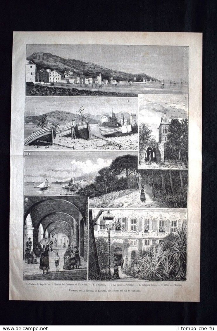 Vedute di Rapallo, sulla Riviera di Levante Incisione del 1882