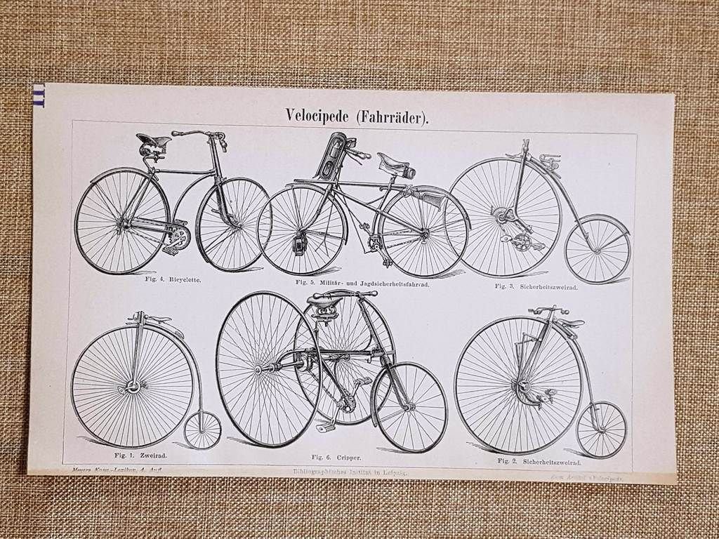 Velocipedi o velocipede Invenzione Tavola del 1890