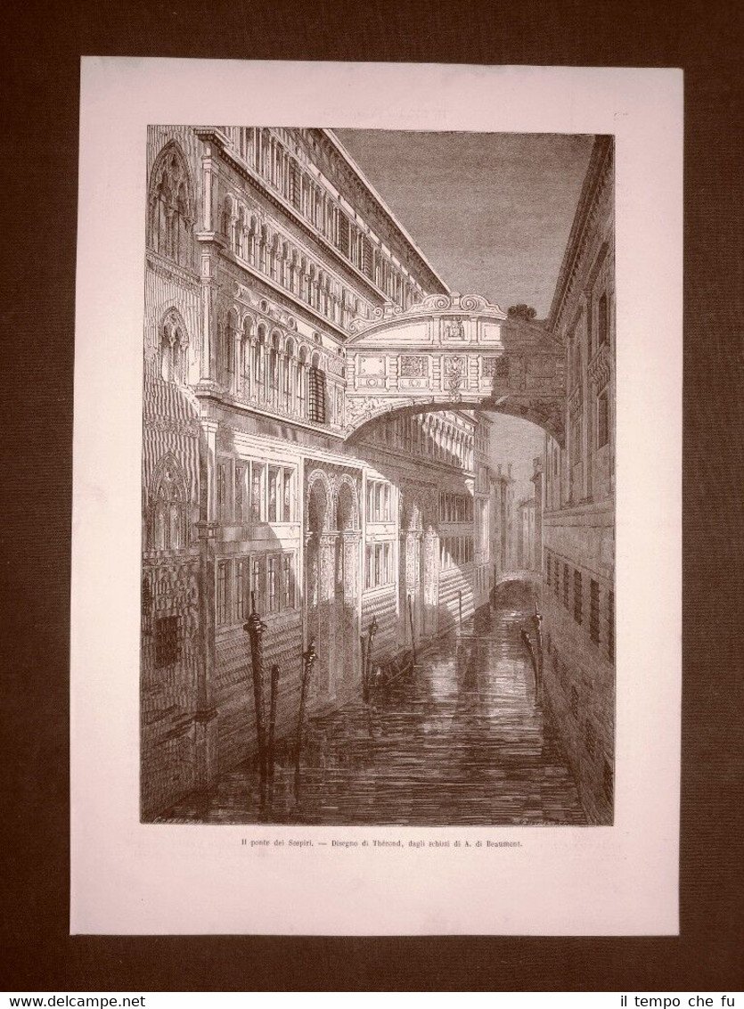 Venezia nel 1863 Ponte dei Sospiri Veneto Disegno di Thérond