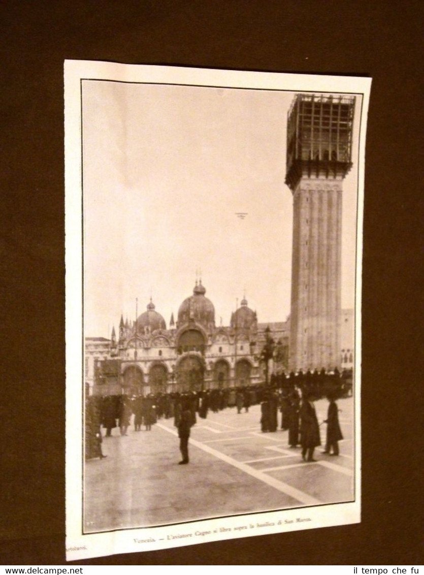 Venezia nel 1911 Aviatore Cagno vola sopra la Basilica di …