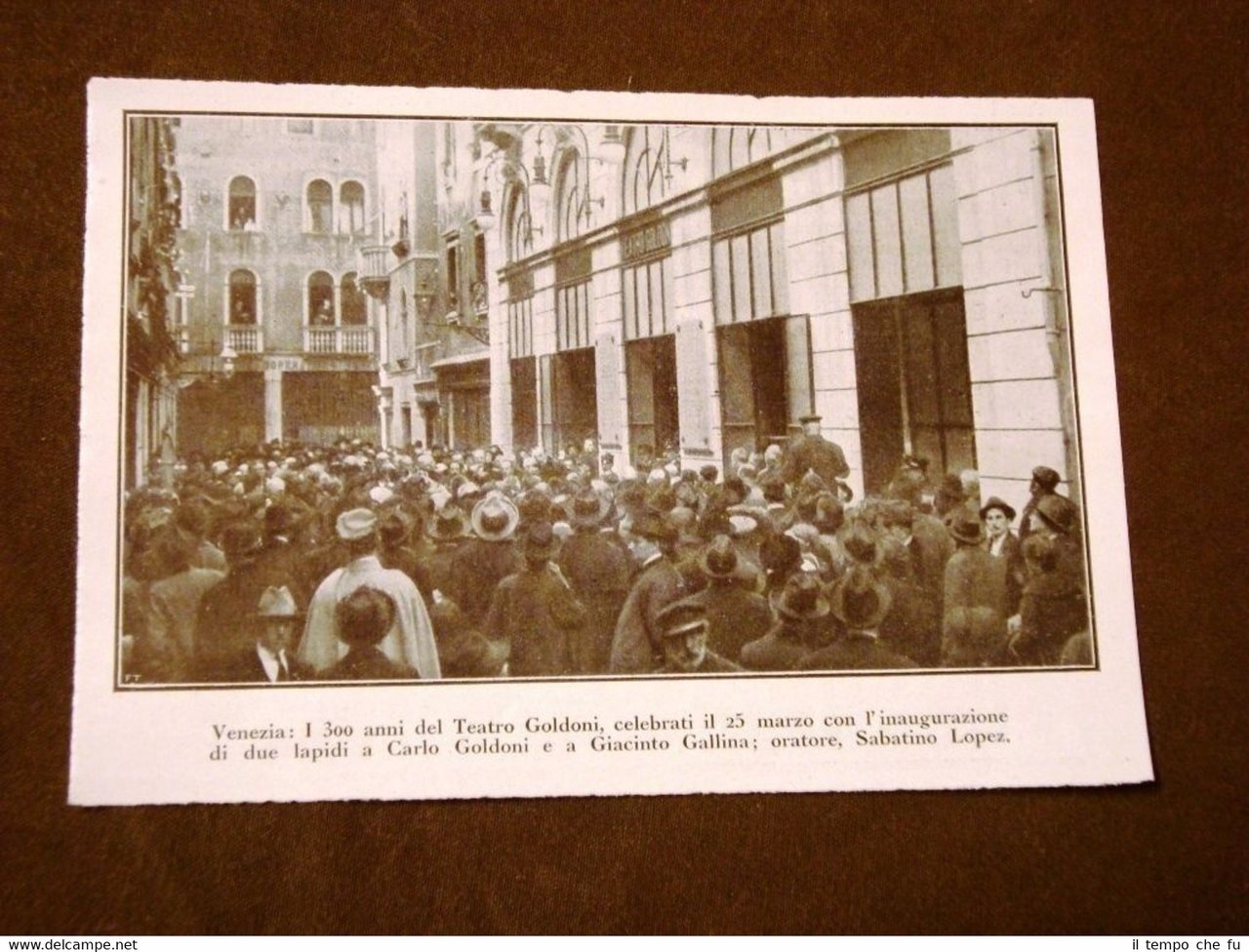 Venezia nel 1923 Per i 300 anni del Teatro Goldoni …