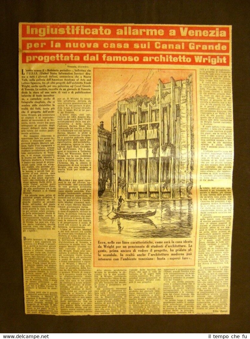 Venezia nel 1954 Allarme per la nuova casa sul Canal …