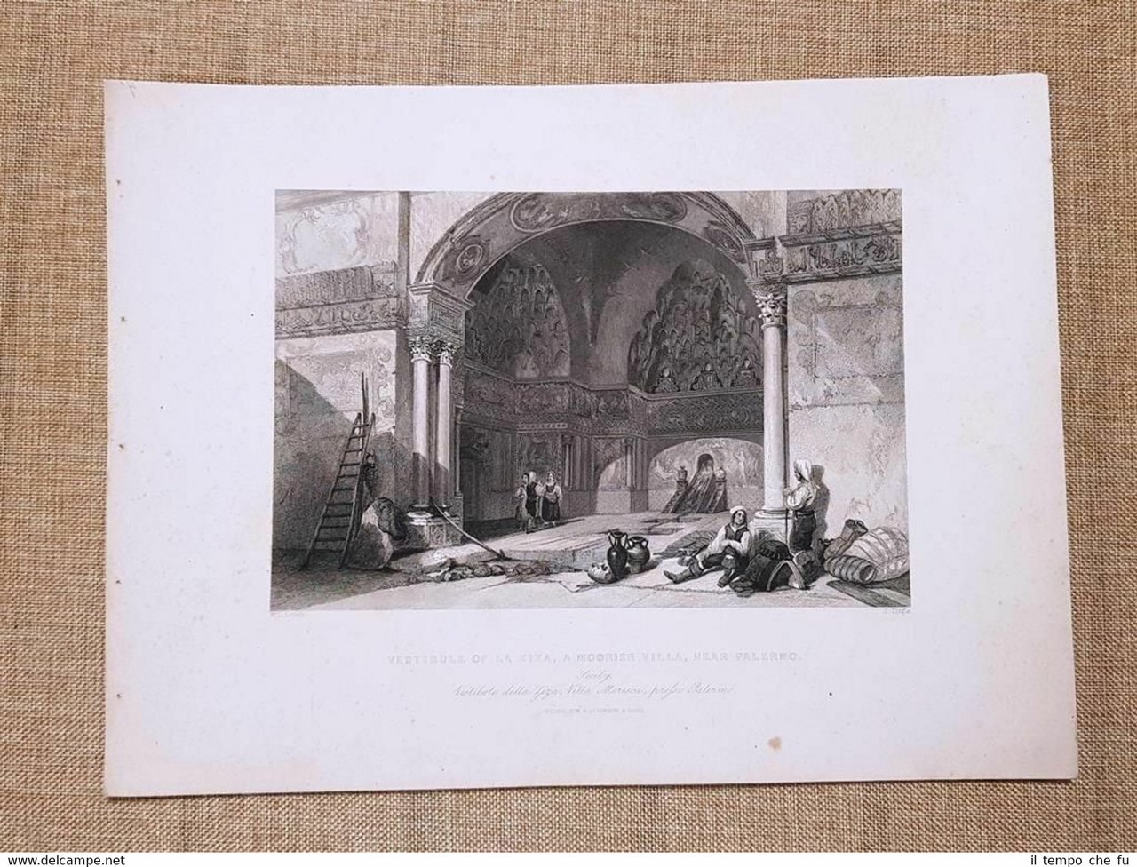 Vestibolo della Zisa Villa Moresca Palermo Sicilia Incisione del 1841
