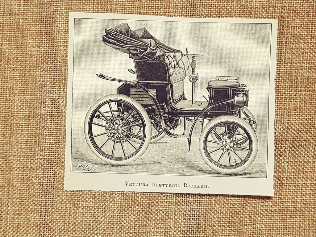 Vettura elettrica Richard Automobilismo Stampa del 1898 | Immagine principale