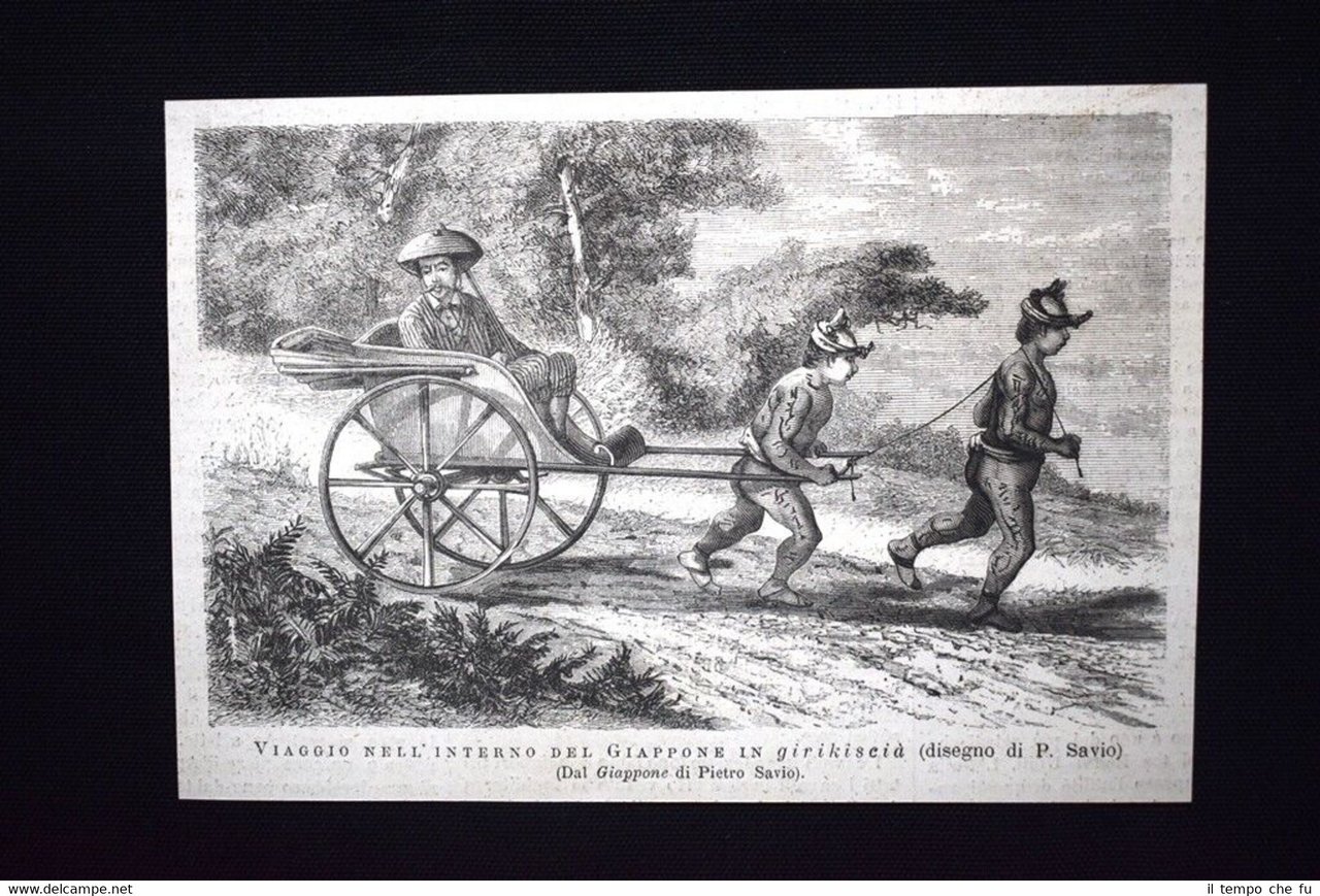Viaggio nell'interno del Giappone in girikiscià Incisione del 1876