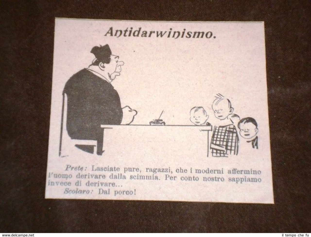 Vignetta d'Epoca Chiesa e scandali sessuali dei Preti Antidarwinismo