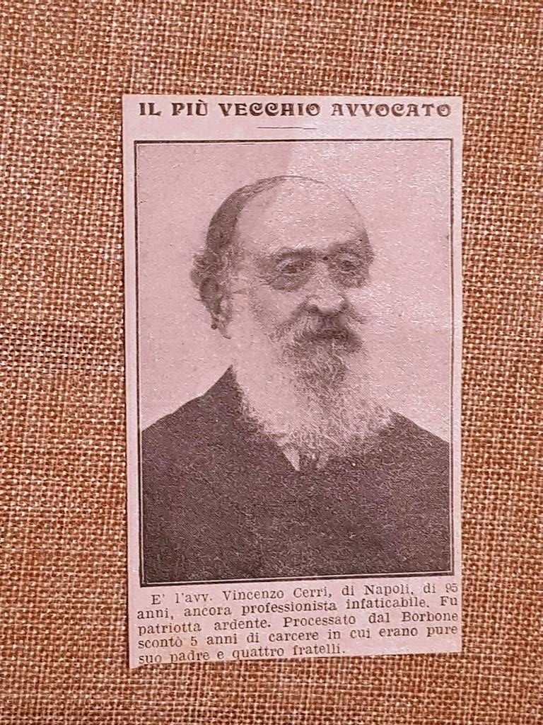Vincezo Cerri di Napoli nel 1914 L'avvocato più vecchio d'Italia …