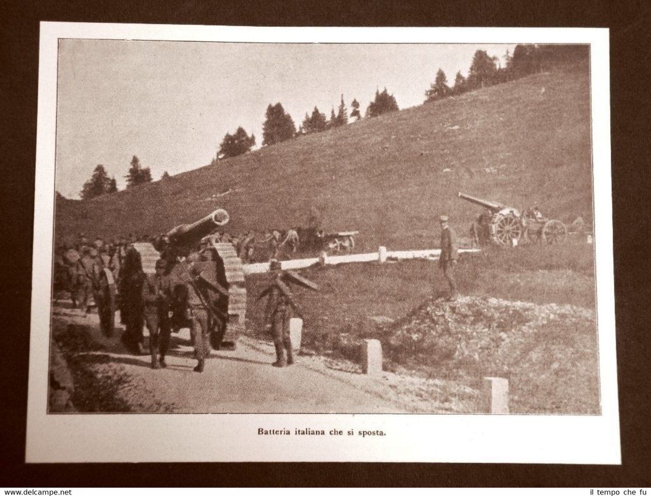 WW1 Prima guerra mondiale 1914-1918 Spostamento di una batteria d'Italia