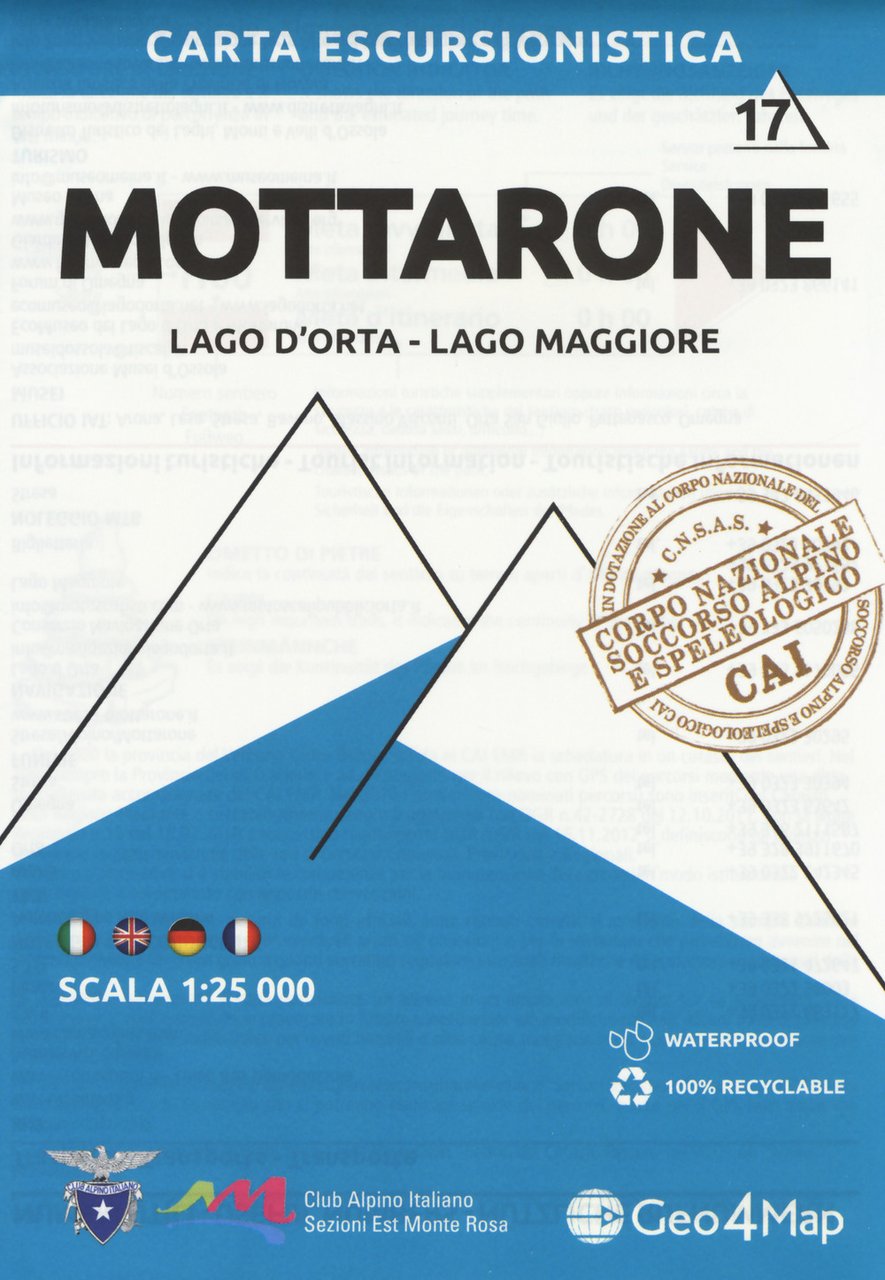 Carta escursionistica Mottarone. Scala 1:25.000. Ediz. italiana, inglese, tedesca e …