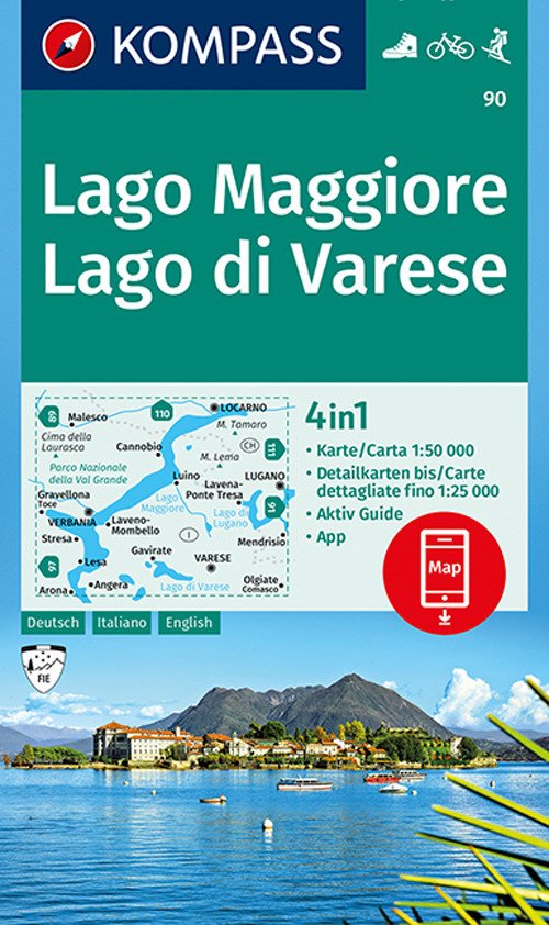 Carta escursionistica n. 90. Lago Maggiore, Lago di Varese 1:50.000. …