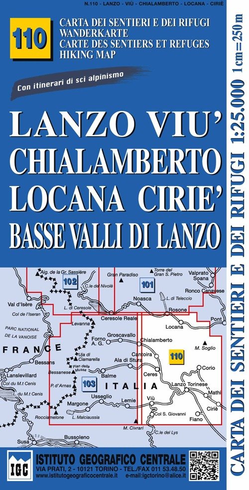 Carta n. 110 Lanzo, Viù, Chialamberto, Locana, Ciriè 1:25.000. Carta …