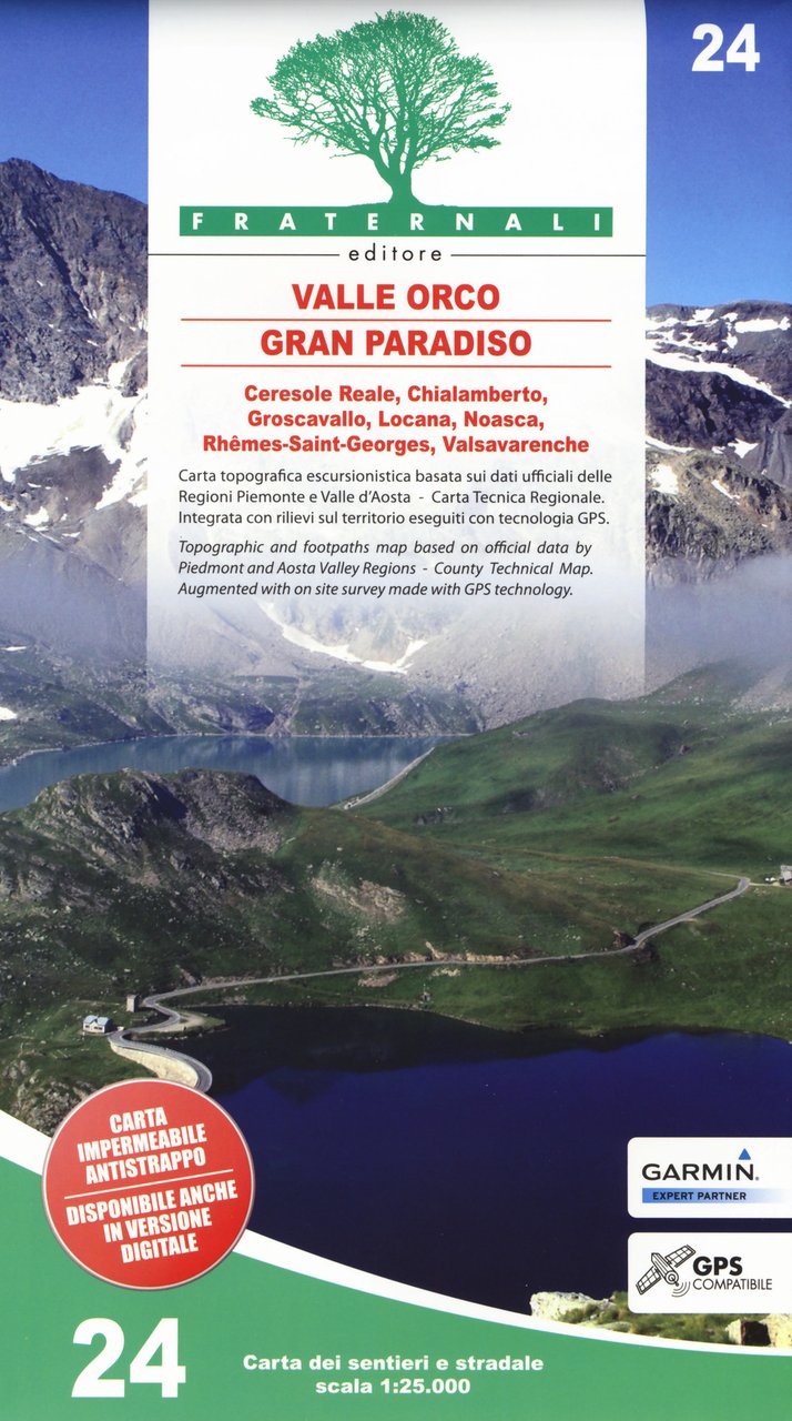Carta n. 24. Valle Orco, Gran Paradiso. Carta dei sentieri … | Immagine principale