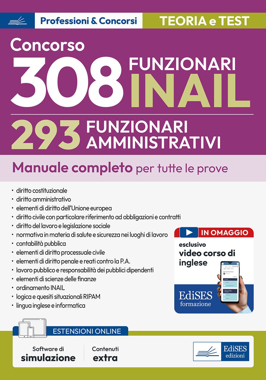 Concorso RIPAM 308 posti INAIL. 293 Funzionari amministrativi. Manuale completo …
