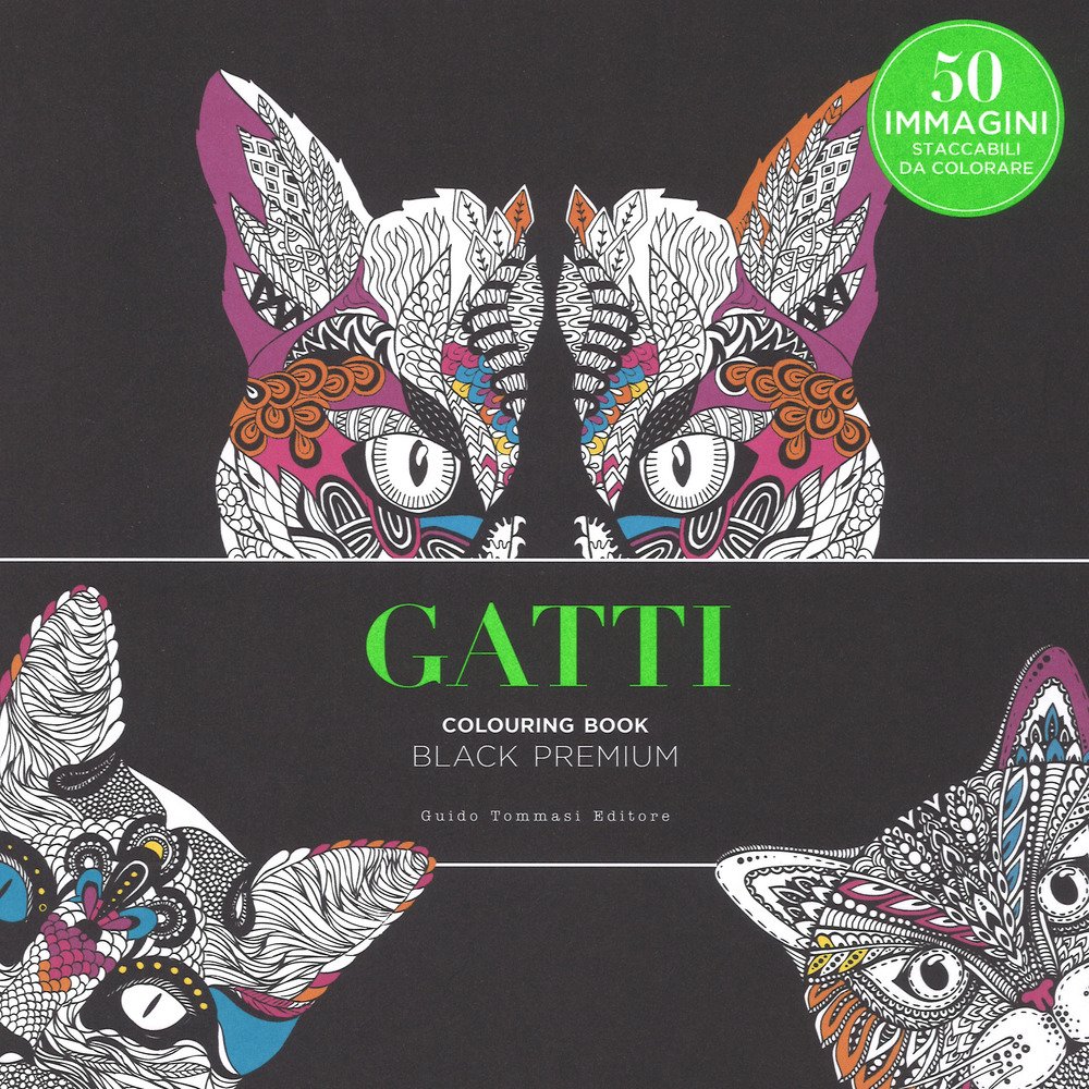 Gatti. Black premium. Colouring book antistress | Immagine principale