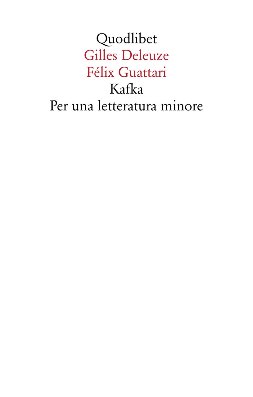 Kafka. Per una letteratura minore