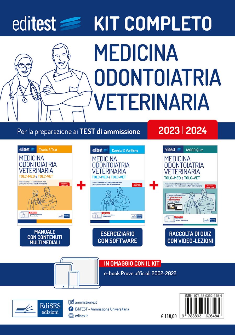 Kit completo test Medicina-Odontoiatria (TOLC-MED), Veterinaria (TOLC-VET) 2023: Manuale di …