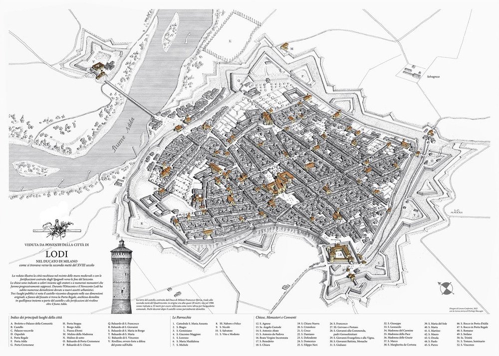 La città di Lodi nel Ducato di Milano. Veduta da …