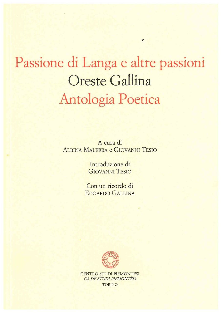Passione di Langa e altre passioni. Antologia poetica