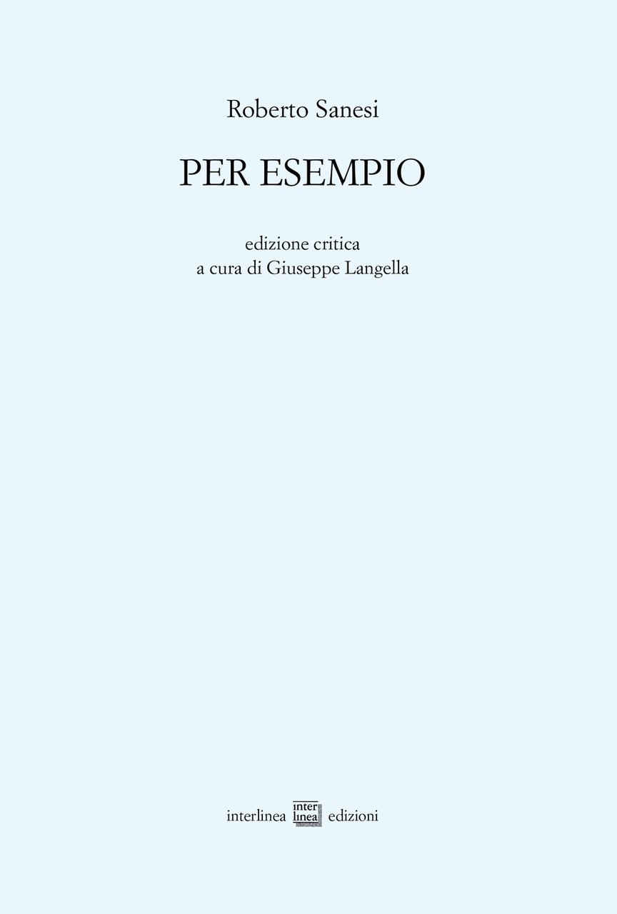 Per esempio. Ediz. critica | Immagine principale