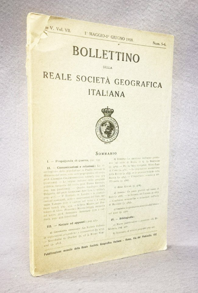 Bollettino della Reale Societa' Geografica Italiana. Serie V, vol. VII, …