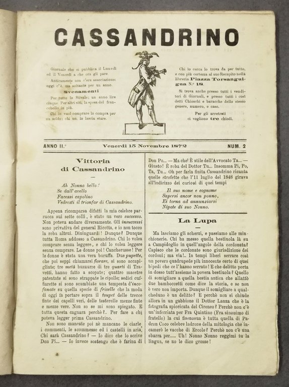 Cassandrino. Anno II, nn. 1-15. Seconda annata completa.