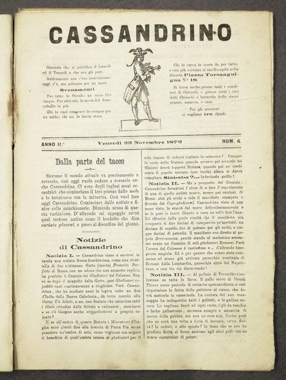 Cassandrino. Anno II, nn. 1-15. Seconda annata completa.