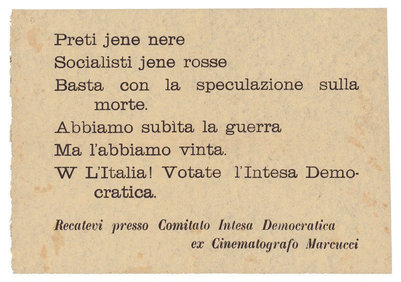 CLN, Comitato di liberazione nazionale. Volantino dei Comitati di Intesa …