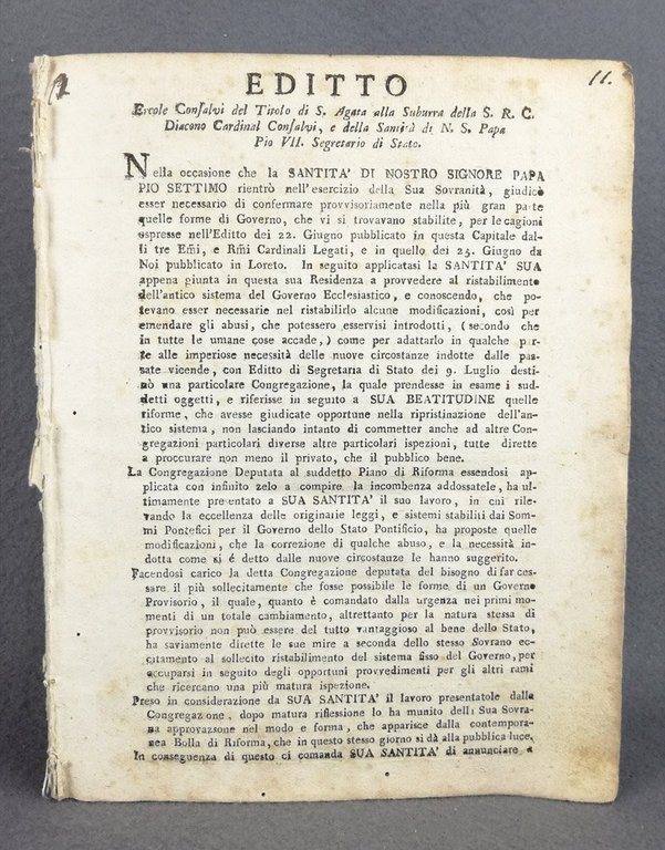 Constitutio Sanctissimi Domini nostri Pii Papae VII super restauratione regiminis …