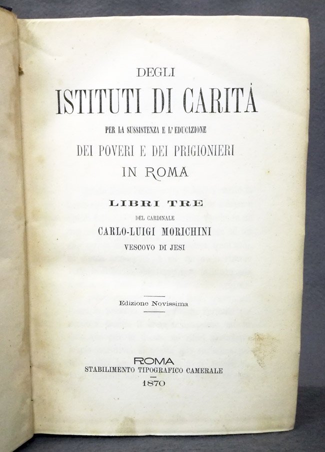 Degli istituti di carita' per la sussistenza e l'educazione dei …