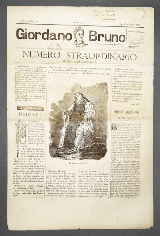 Giordano Bruno. Periodico anticlericale della domenica. Rivista per Liberi pensatori. …