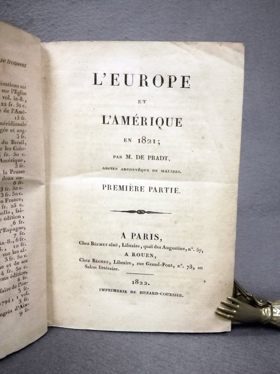 L'Europe et l'Amerique en 1821