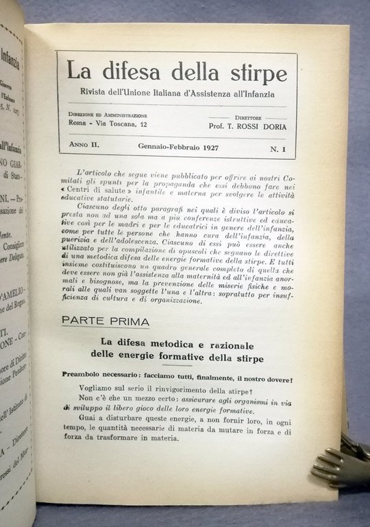 La difesa della stirpe. Rivista dell'Unione Italiana d'Assistenza all'Infanzia. Anno …