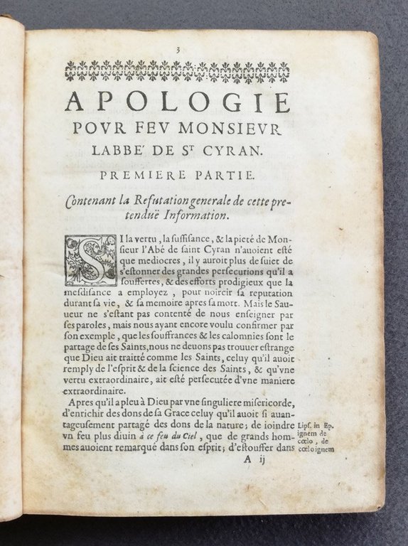 LE MAISTRE, ANTOINE: Apologie pour feu monsieur l'abbe de St. …