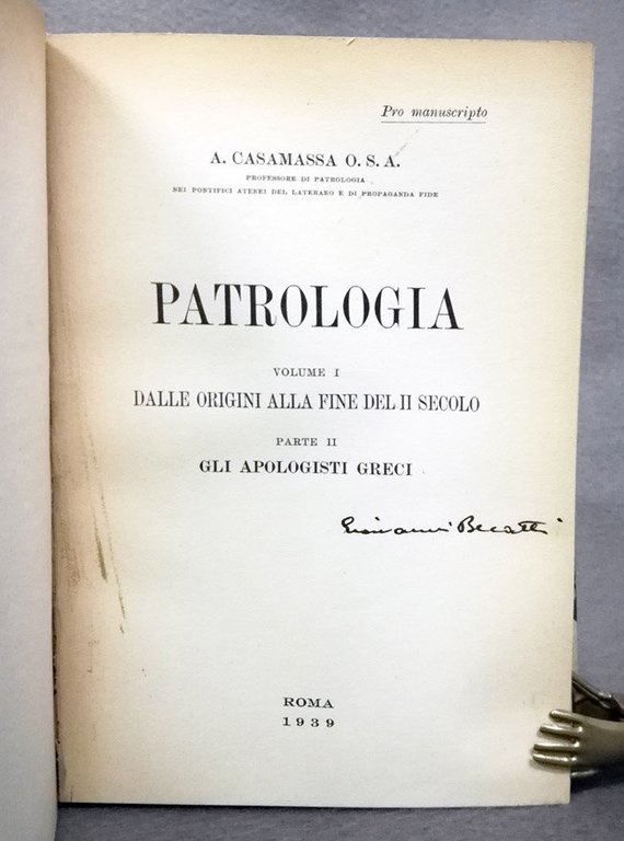 Patrologia. Vol. 1: Dalle origini alla fine del II secolo. …