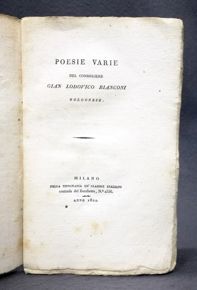 Poesie varie del consigliere Gian Lodovico Bianconi bolognese