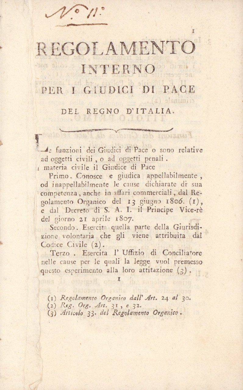 Regolamento interno per i giudici di pace del Regno d'Italia …