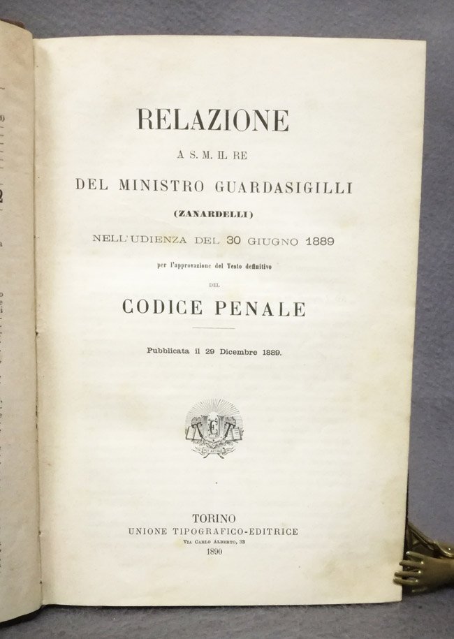 Relazione a S.M. il Re del ministro guardasigilli (Zanardelli) nell'udienza …