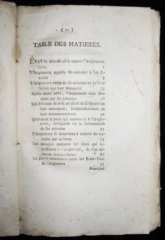 Revolution de l'Amerique